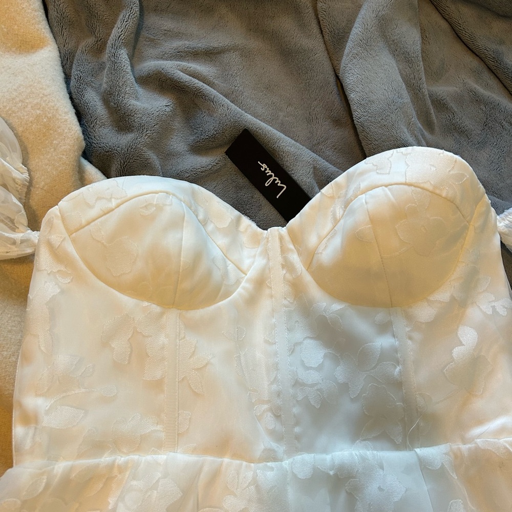 lulus off the shoulder white mini dress, size L - Picture 4 of 7